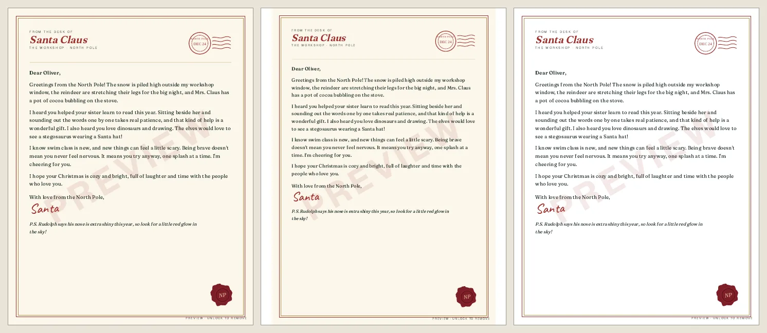 Three printed pages side by side: matching paper size; an A4 page on US Letter with the bottom border cut off; background graphics off, printed on white with the border kept